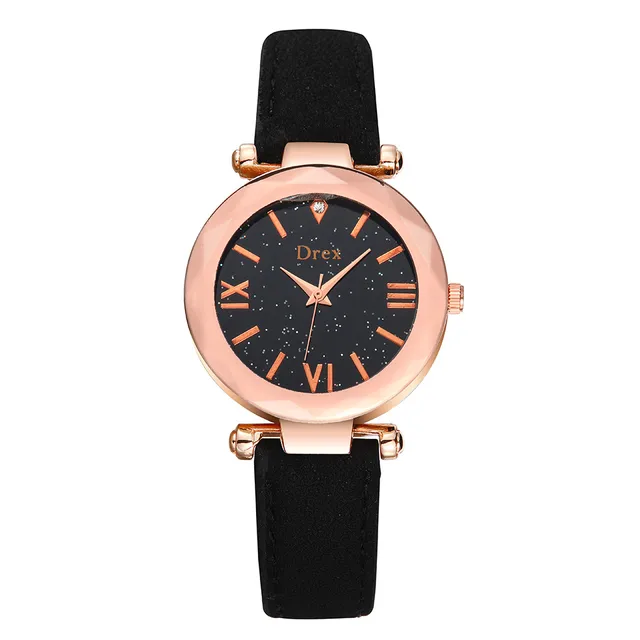 Cielo Stellato Signore Della Vigilanza In Oro Rosa Femminile Di Cuoio Del Quarzo Cielo Stellato Signore Della Vigilanza In Oro Rosa Femminile Di Cuoio Del Quarzo
