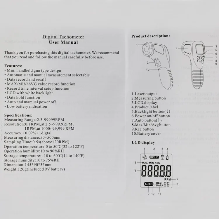 2,5-99999 лазерный цифровой тахометр для мотоцикла TL-900 2 тактный двигатель Тахометр для электродвигателей ручные инструменты