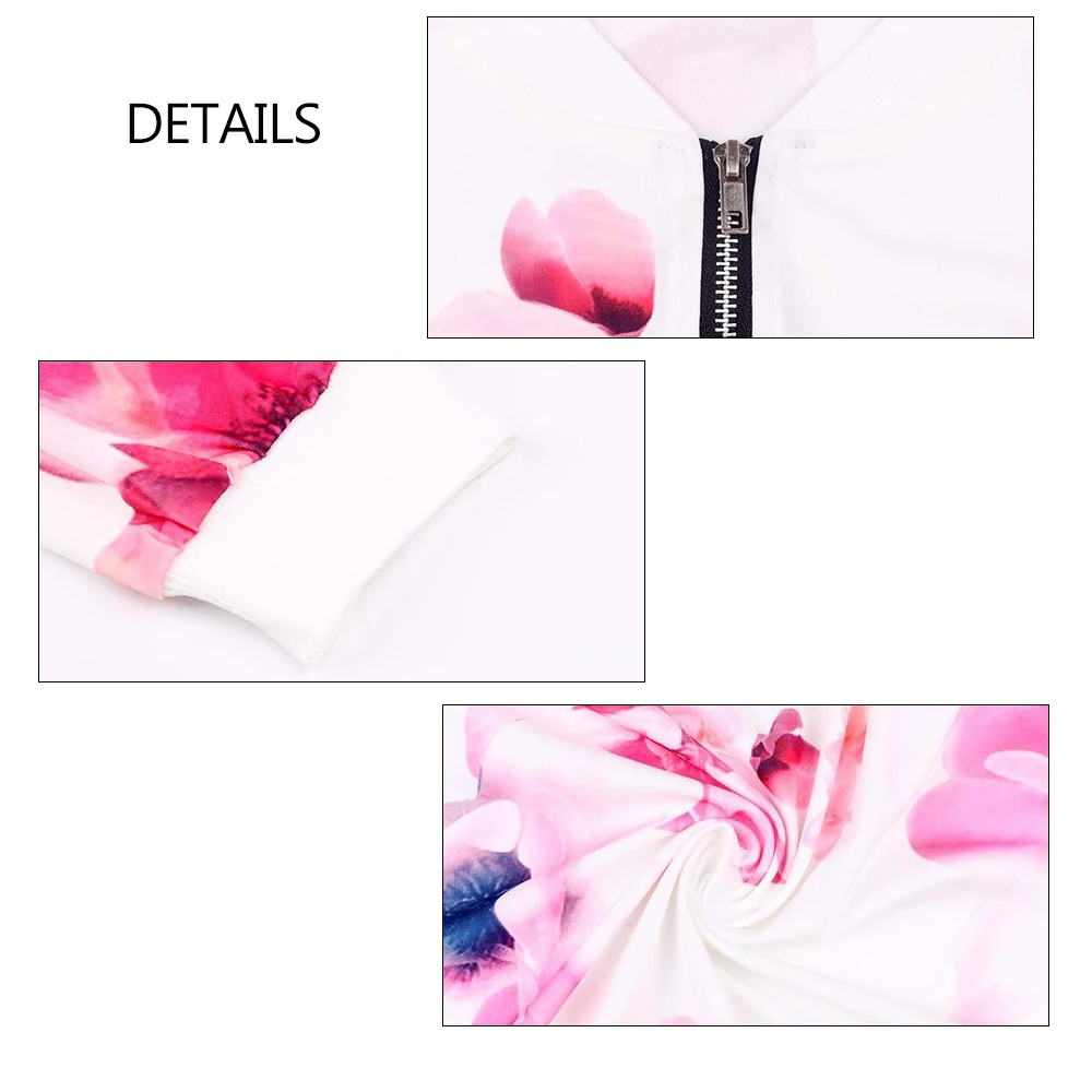 Floral Printed Women Bomber Jacket Plus Size Short Female Coat Zipper Chaqueta Long Sleeve Spring Women's Jackets