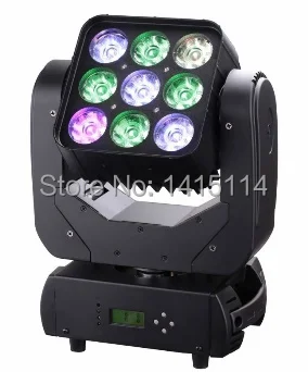 

2Xlot pro disco light 9pcs*12w 4 in 1 RGBW led moving head beam matrix light for bar 3x3 led wash stage lighting dj equipment