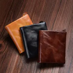 Новые Оригинальные кожаный бумажник Для мужчин держатель для карт и короткий кошелек для монет Малый Винтаж кошельки бренд высокое