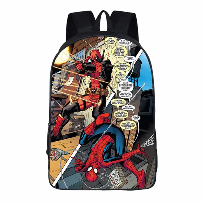 As the picture Новая мода Marvel плакат «Дэдпул» 2 рюкзак подростковый Манга Стиль Студенческая сумка прекрасный подарок от кинофанатов - Цвет: As the picture