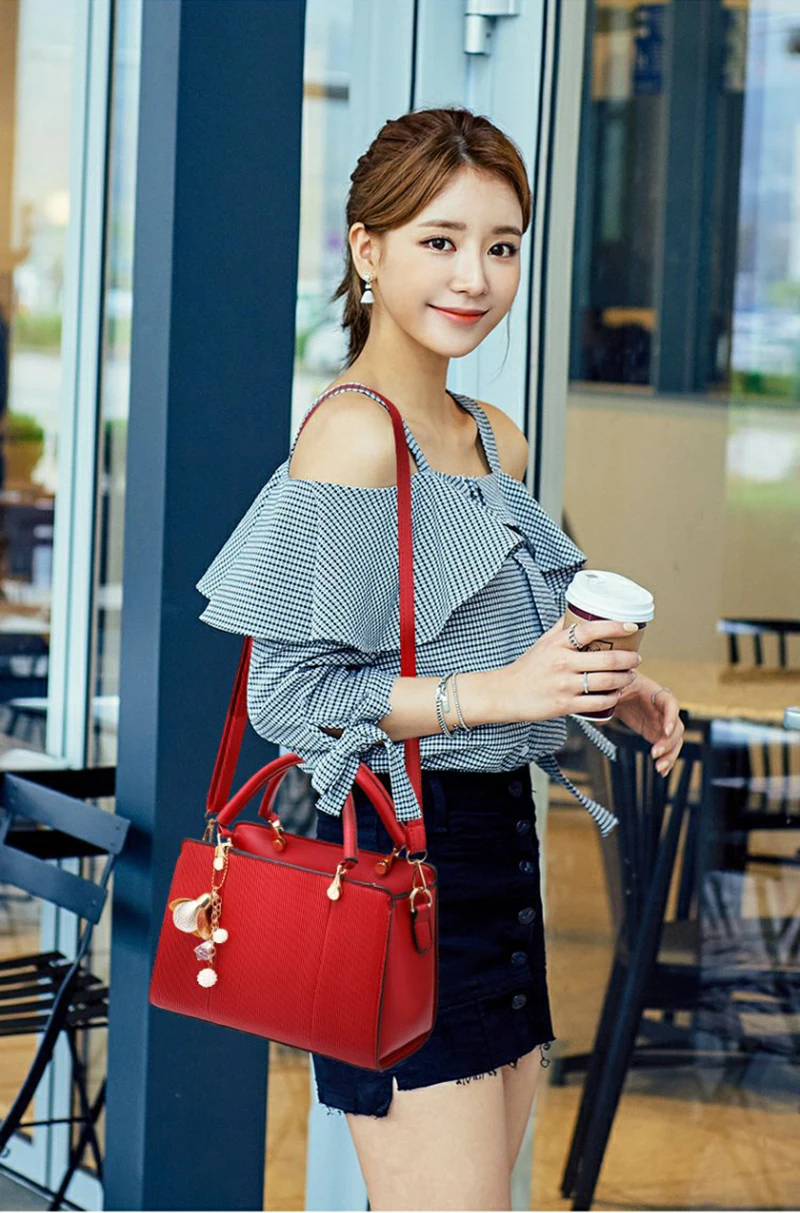 Women Handbag Luxury Bags Patchwork Women Solid Chains Rivet Bag Leather Designer Handbag HairBall Shoulder Kabelka SS7020 (24)