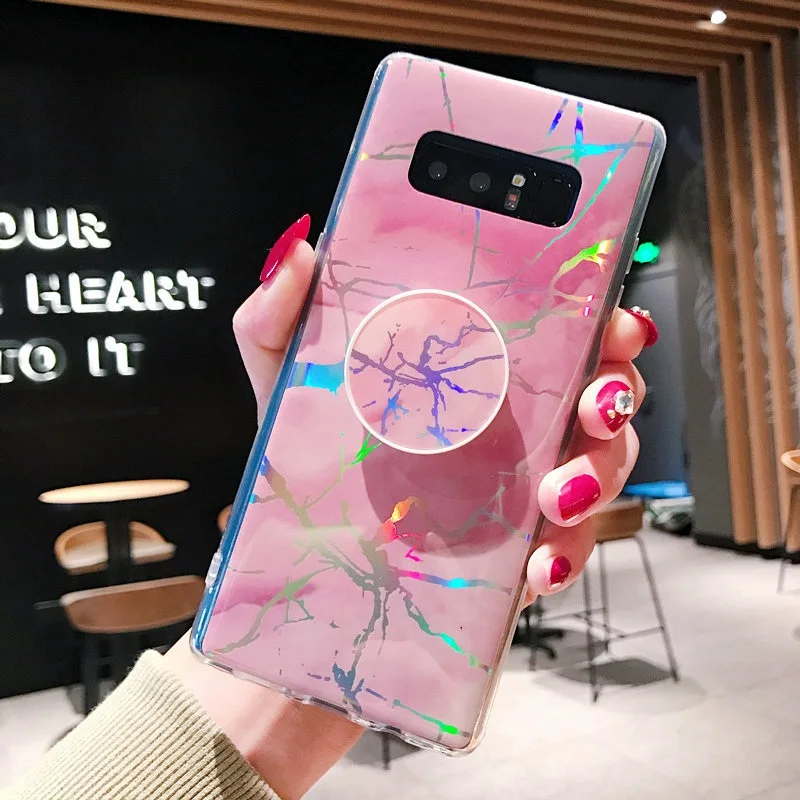 Мягкий лазерный чехол Note9 для Samsung Galaxy S8 S10 Plus s10e мраморный чехол-подставка Note 9 8 S9 |