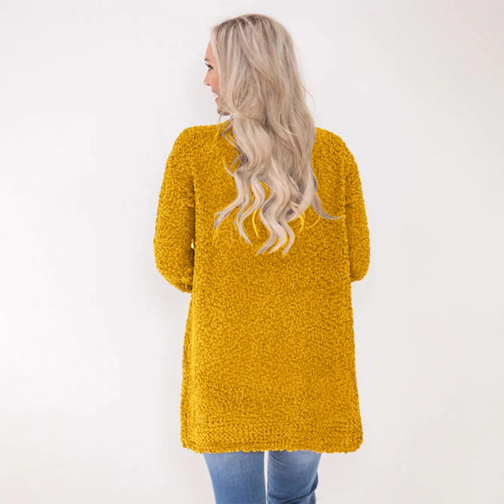Высокое качество Женский Повседневный свободный свитер Весна Осень Твердые Топы офисные женские свитер средней длины