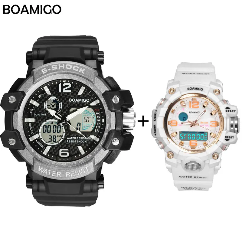 

BOAMIGO Men sports watches LED Digital Lover Watches Set Fashion Chronograph Waterproof Watch Wristwatches Relogio Masculino