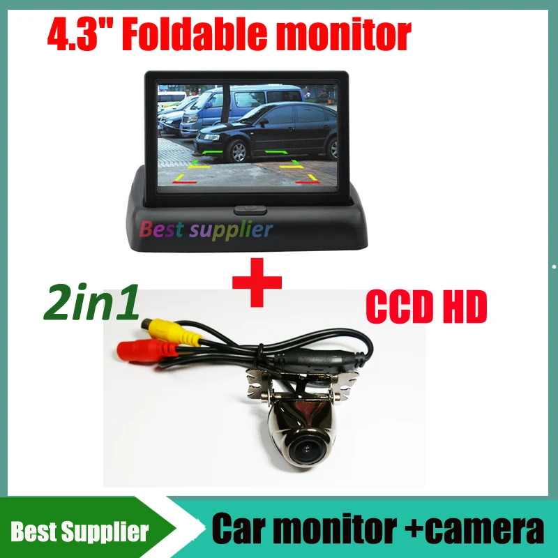

4.3" car monitor + Universal car reversing rear view parking camera CCD HD car rearview backup camera night vision for all car
