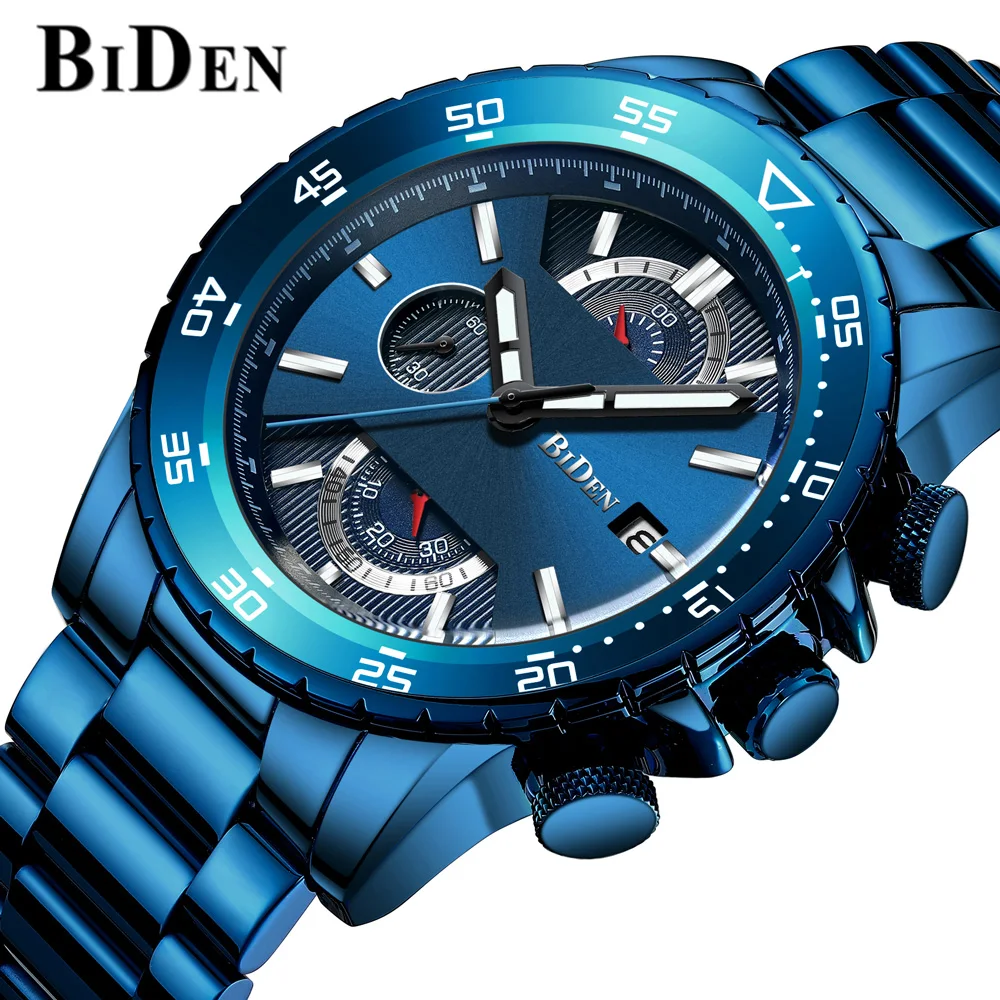 

Blue Mens Wrist Watches Top Brand Luxury Watches Waterproof Chronograph Male Quartz Sports Watch Clock Gift relogio masculino
