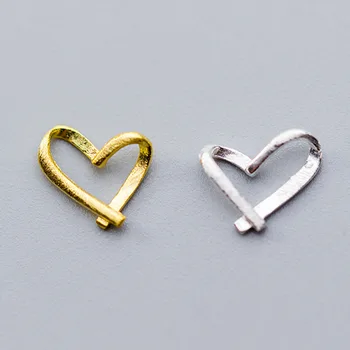 

100% 925 Sterling Silver Pretty Heart Charm Connector Gold Silver Color Ornament Pendant Connection Findings DIY Jewelry Making