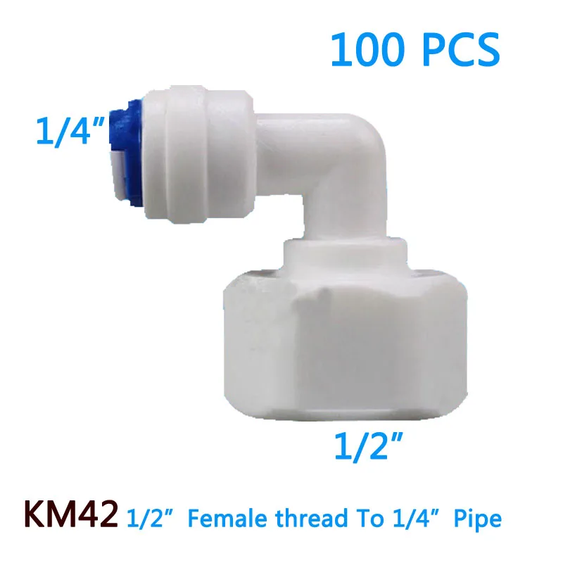 

100PCS Water purifier Threaded joints connector 1/2" Internal thread to 1/4" pipe elbow Water purifier accessories fast joint