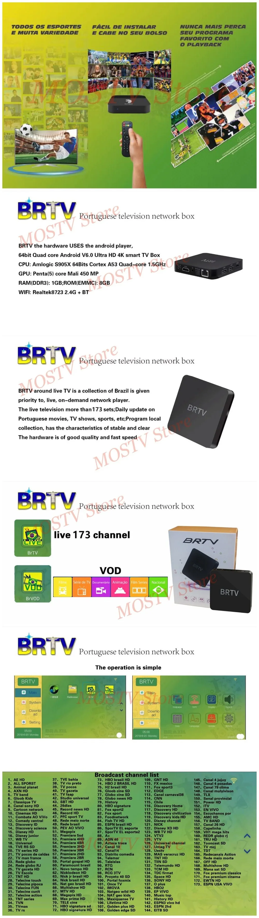 BR tv box ES Бразильский Португальский Интернет телеприставки Тигре tv box 4 К IP ТВ H ТВ H.265 B ТВ