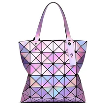 Mujeres totes señora geometría holográfica láser brillante diamante celosía bolso de perlas de lentejuelas fold over holograma bolsos de marca famosa