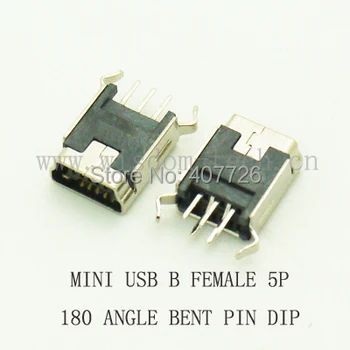 

10PCS Mini USB 2.0 Cnnector B type 5Pin DIP 180 Angle Bent Feet USB Jack DIP Micro USB Socket Connector