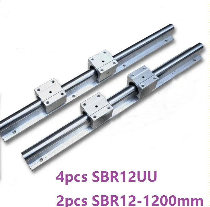 

2pcs SBR12 -L 1200mm support rail linear rail guide + 4pcs SBR12UU linear sliding blocks CNC router parts