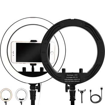 

fosoto photographic Lighting 10 Inch LED Selfie Ring Light 2700-5500K Photography Ring Lamp For Camera Phone makeup Photo Studio