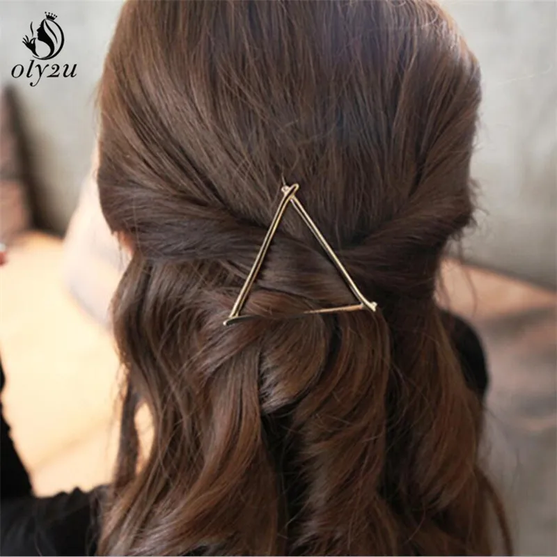 Hollow Geometric Triangle  Hair Clip for Girls Metal Hairpin