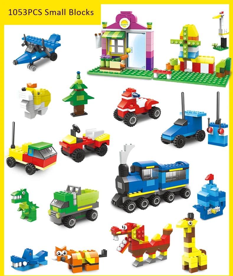 Небольшие строительные блоки 715-1053 шт. маленькие "кирпичики с наклейки с инструкциями игрушка для детей Творческий подарок магазина DIY