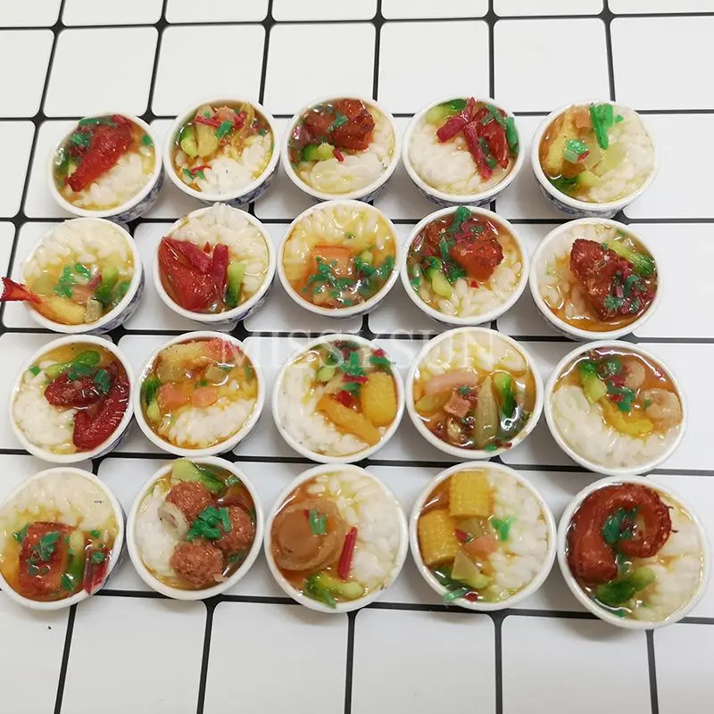 

2pcs Miniature Dollhouse 1:6 scale Chinese Rice Mini Chinses Cuisine Dessert Noodles Pretend Food for1/6 Doll Kitchen toys