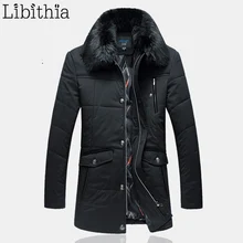 Мужская повседневная Толстая парка размера плюс 6XL, Длинные Стильные свободные пальто с меховым воротником на молнии, теплая зимняя мужская куртка зеленого и темно-синего цвета K259