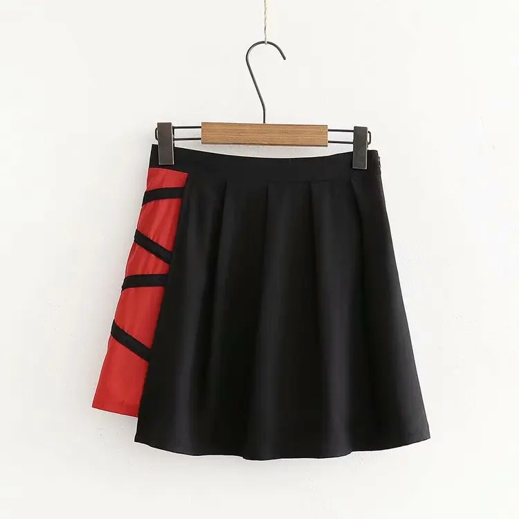 Женский комплект из футболки и юбки в японском стиле, милый черный ...