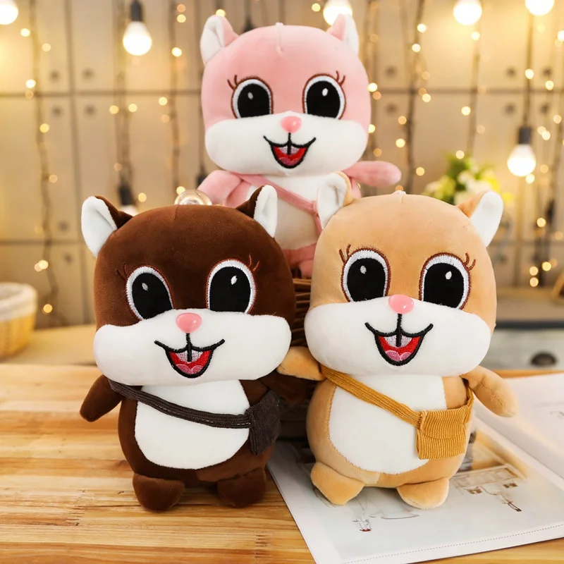 

New 25cm Animal Small Cat Dog Pig Duck Tiger Hamster Plush Marine Doll Bag Pendant Mollusk Children's Day Gift Soft To The Touch