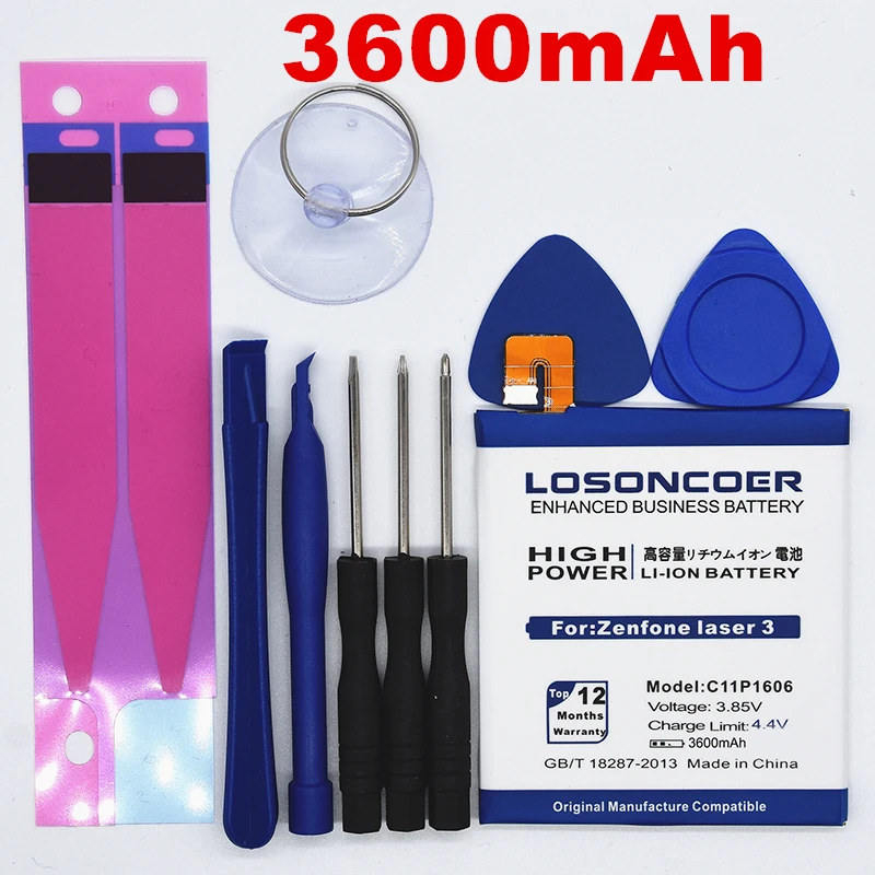 

100% Original LOSONCOER C11P1606 3600mAh Battery For Asus Zenfone Laser 3 Z01BDA/BDC Zc551kl Replacement Phone Batteries