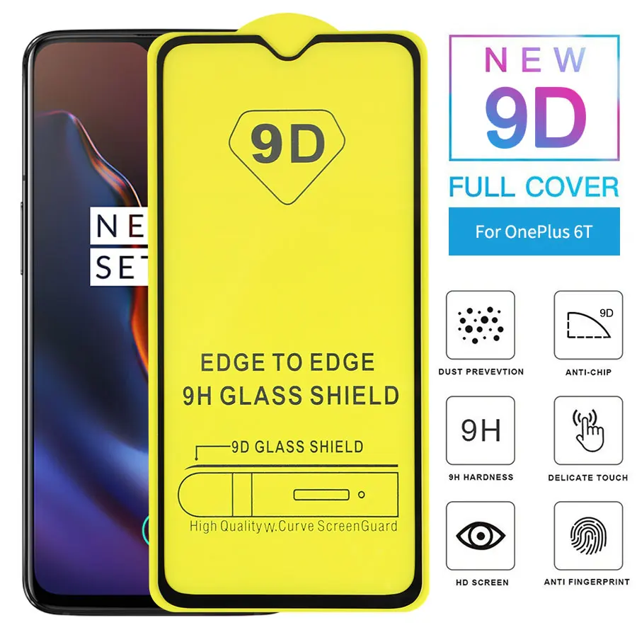 9D полное клеевое закаленное стекло для Oneplus 6 6T 5T 9H HD 3T защита экрана покрытие