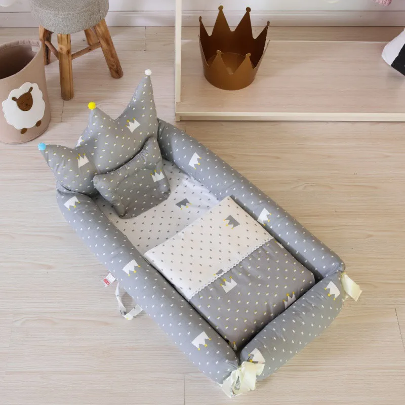 5 шт. детская кроватка с подушкой коврик для новорожденного набор Портативная Складная Колыбелька Детское Постельное Белье для сна дорожные кроватки - Цвет: Зеленый