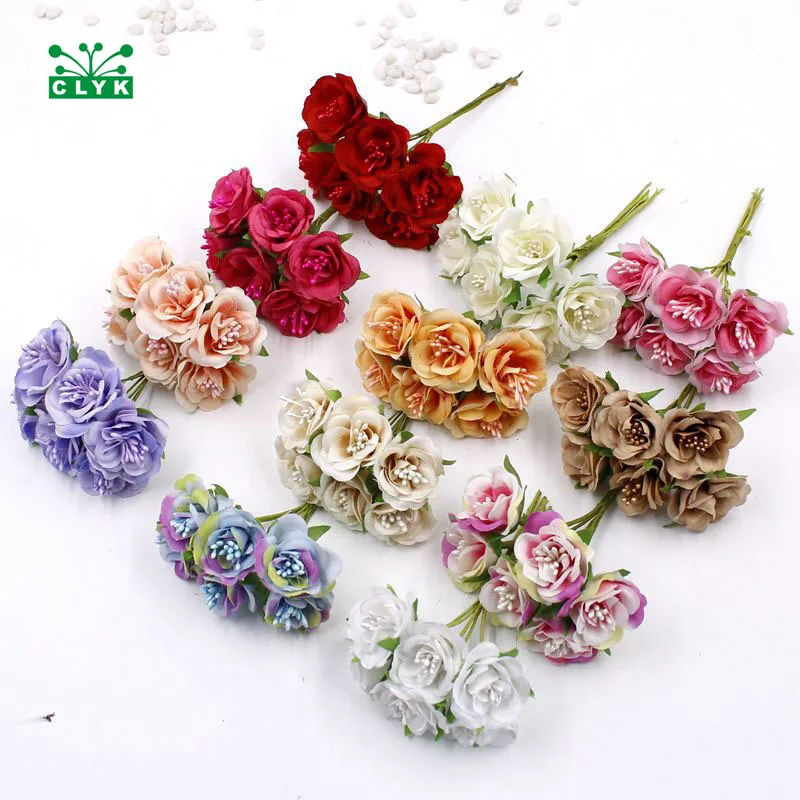 

Artifical Flowers Plum Blossom Silk Flower For Home Wedding wreath Decorative Floristry bridal bouquet 6PCS/Bouquet 2CM