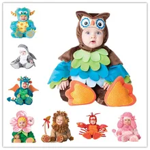 Navidad Lindo Bebé Animal Costume Niños Dinosaurio Dragón León Mono Mameluco Niños de Halloween Ropa Cosplay Personaje de Regalo