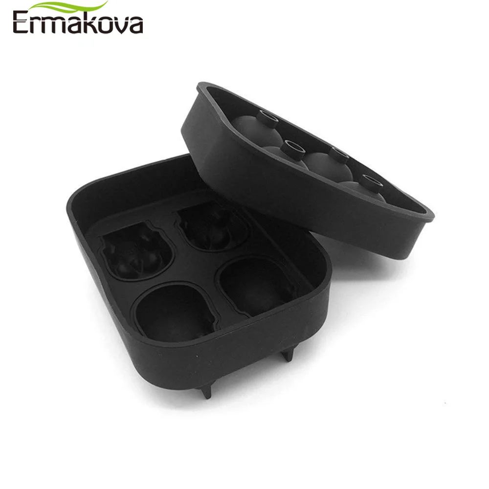 3D форма для льда Ermakova в виде черепа гибкая силиконовая лоток изготовления 4 х