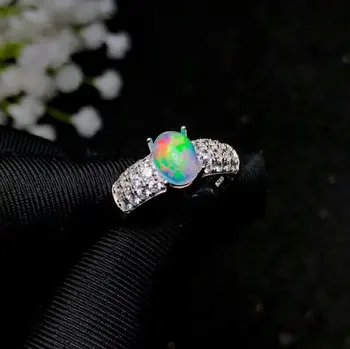 

shilovem 925 sterling silver real Natural opal Rings fine Jewelry women trendy wedding new open wholesale 6*8mm bj060830ago