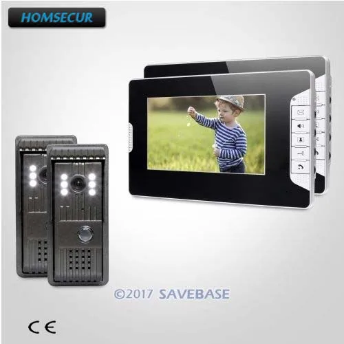

HOMSECUR Hand-Free 7inch Wired Video Security Door Phone Electric Lock Supported for Home Security 2V2