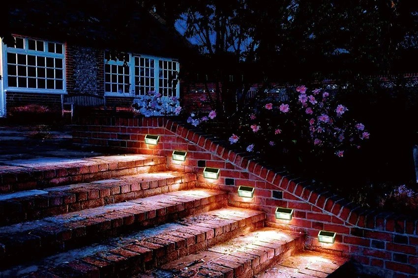 Solares ao ar Livre à Prova Caminho do Jardim Lâmpada de Parede Luz da Escada Lote Inoxidável Led Luzes Dwaterproof Água Escadas Lâmpada 2 Solar 6 Pçs - Aço 10 6 pçslote aço inoxidável led luzes solares
