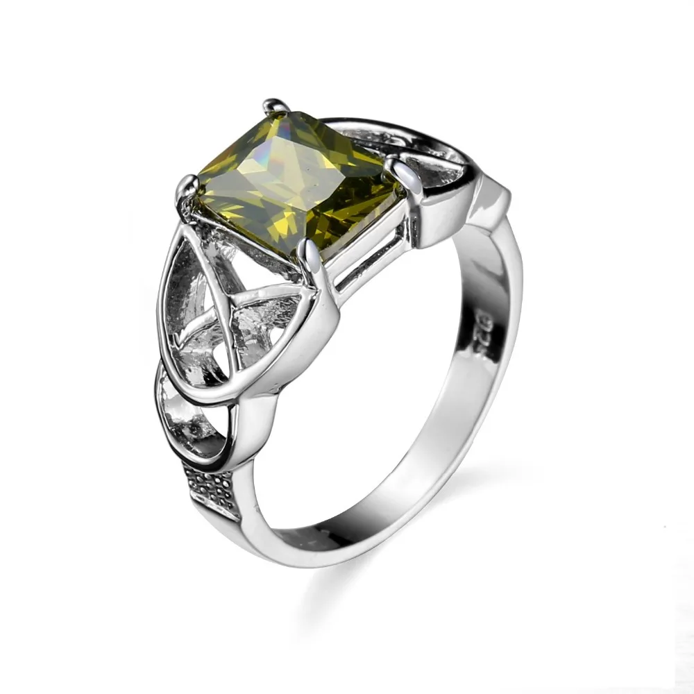 Epinki Wedding Engagement Ring for Women Cubic Zirconia Crystal Geometry Silver Women Accessories