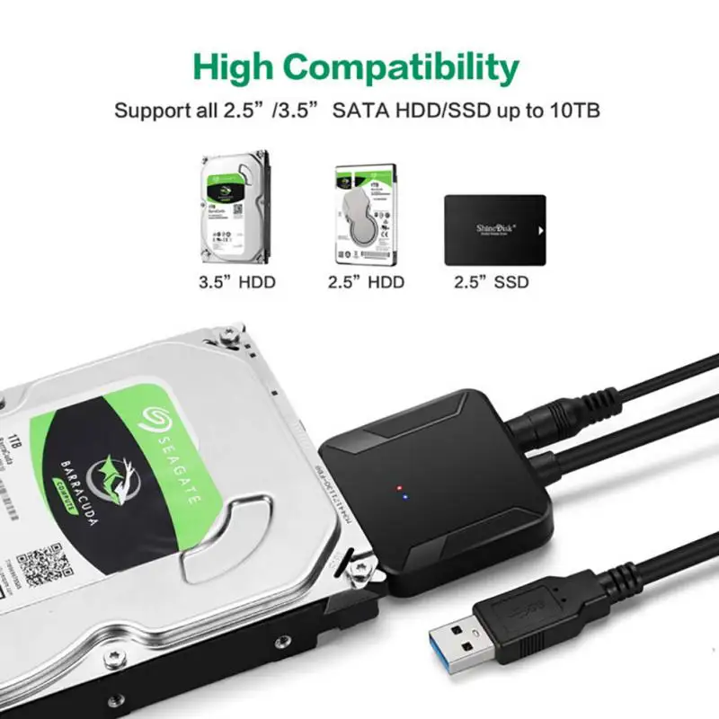 

High Compatibility USB 3.0 2.0 to SATA5/3/1.5 Cable Converter for 3.5 2.5HDD SSD Hard Disk Drive USB Sata Adapter SD