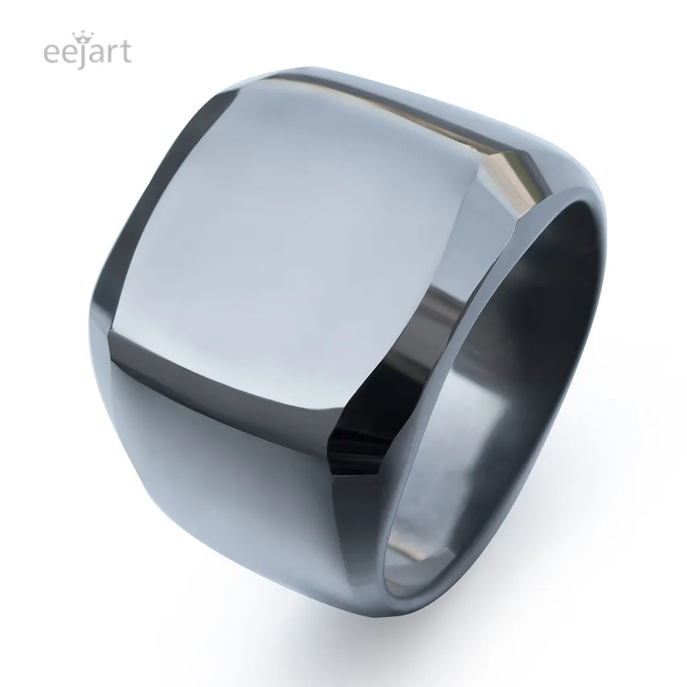 

Polish Men's Tungsten Rings Vintage Punk Rock Silver Glossy Square Ring