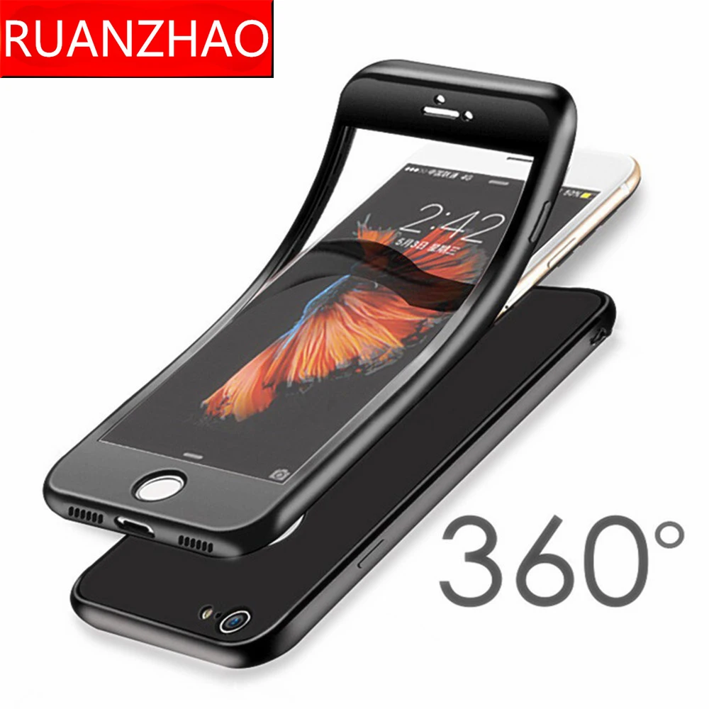 360 градусов Мягкий силиконовый чехол ТПУ для iPhone SE 6s 7 8 Plus XR Полный Чехол X 6 plus