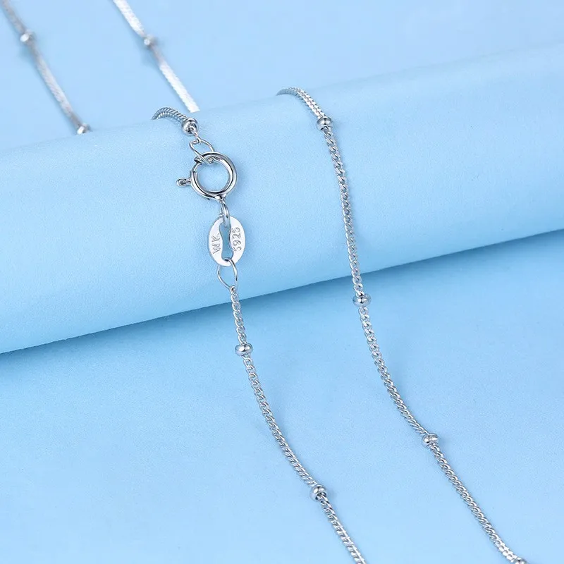 

Lo Paulina Round Beads Link Chain Necklace For Lady Girl 100% 925 Sterling Silver Simple Wedding Jewelry Bijoux LPC015