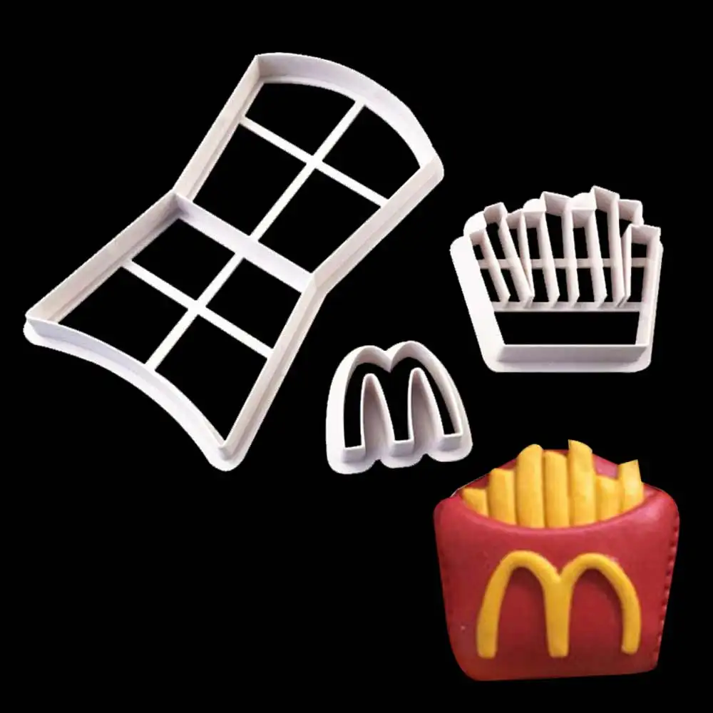 

3Pcs French Fries Cookies Cutter Food Grade Plastic Biscuits Tools Children'S Creative Baking Tools Koekjes Uitstekers