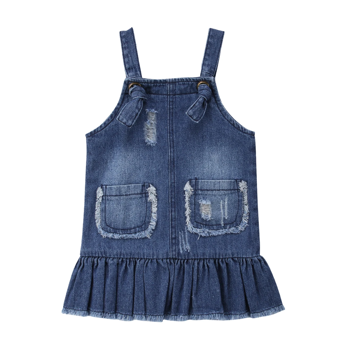 One Piece Toddler Kids Baby Girl Denim Shirt Top Dress Outfit Clothes