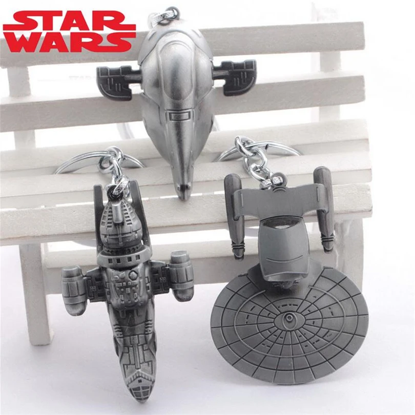 

Hot Movie Star Wars Keyring Keychain The Spacecraft Warships Model Key Chain Metal Key Rings 3 Designs Can Option