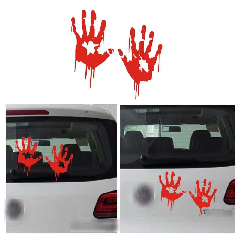 Red Bloody Hands Zombie Car Stickers Decals Halloween Auto Motorcycle