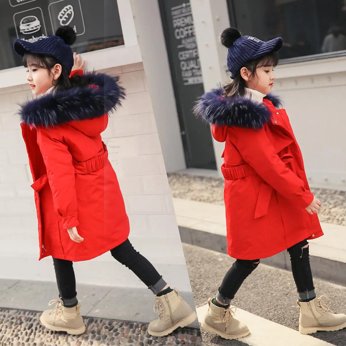 

The new 2018 baby girls down jacket long in children's wear children live face down jacket in winter thickening live