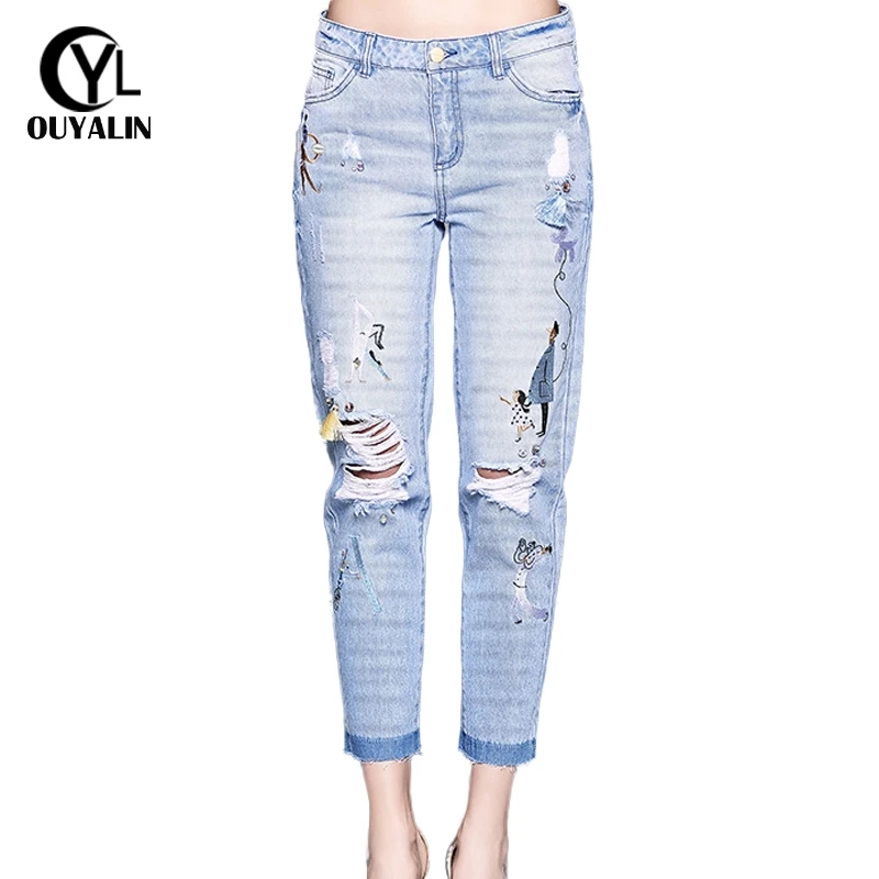 L-5XL женский комбинезон с вышивкой бабочки, летние синие джинсовые шорты, u-образный длинный ремень размера плюс, Короткие штаны с карманами и бахромой 5399