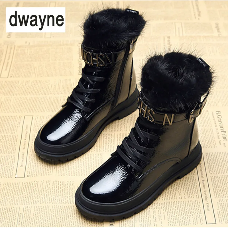 

Hot Sale New 2018 Microfiber Leather Women Boots Lace Up Martin Boots Women Ankle Fur Boots Brand Winter Warm Women Shoes