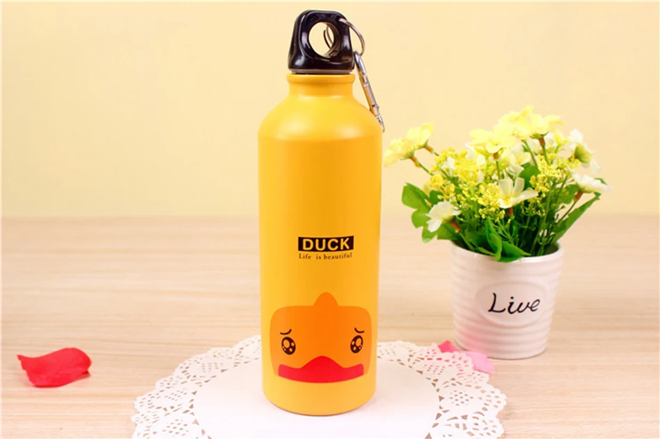 500 ML Cute Kids Drink Bottle Portable Stainless Steel Water Bottles Bpa Free For Kids Outdoor Travel With Hook Lid Sport Bottle