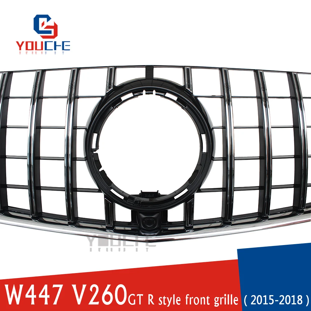 Передний бампер GTR W447 GT решетка для Mercedes V class V260 AMG line Vito из серебристого АБС