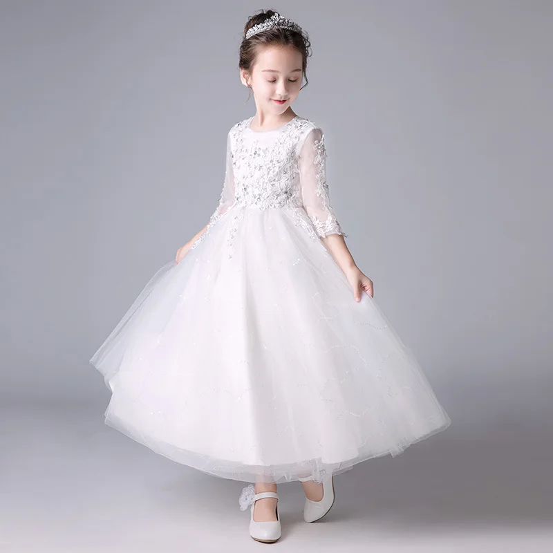 

Summer Flower Girls Dress Children Evening Kids Dresses For Girls Princess Dress Lace Teenagers Wedding Party Dresses