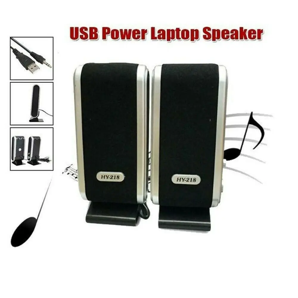 

2PCS Portable Audio Video USB Power Mini Speakers Wired Stereo 3.5mm Jack for Desktop PC Laptop Audio 17 x 7 x 6.5 cm